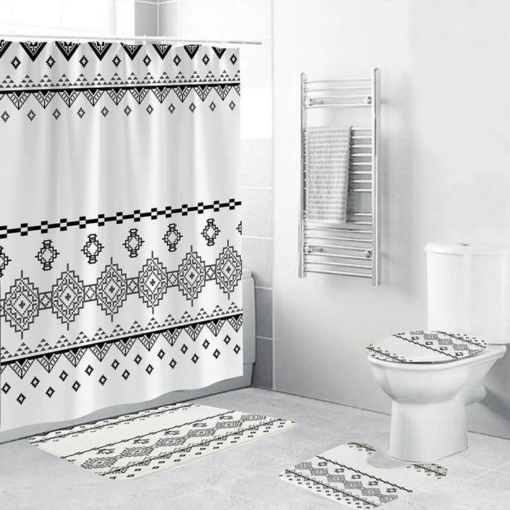 Geometric Patterned Shower Curtain Set Kalsten
