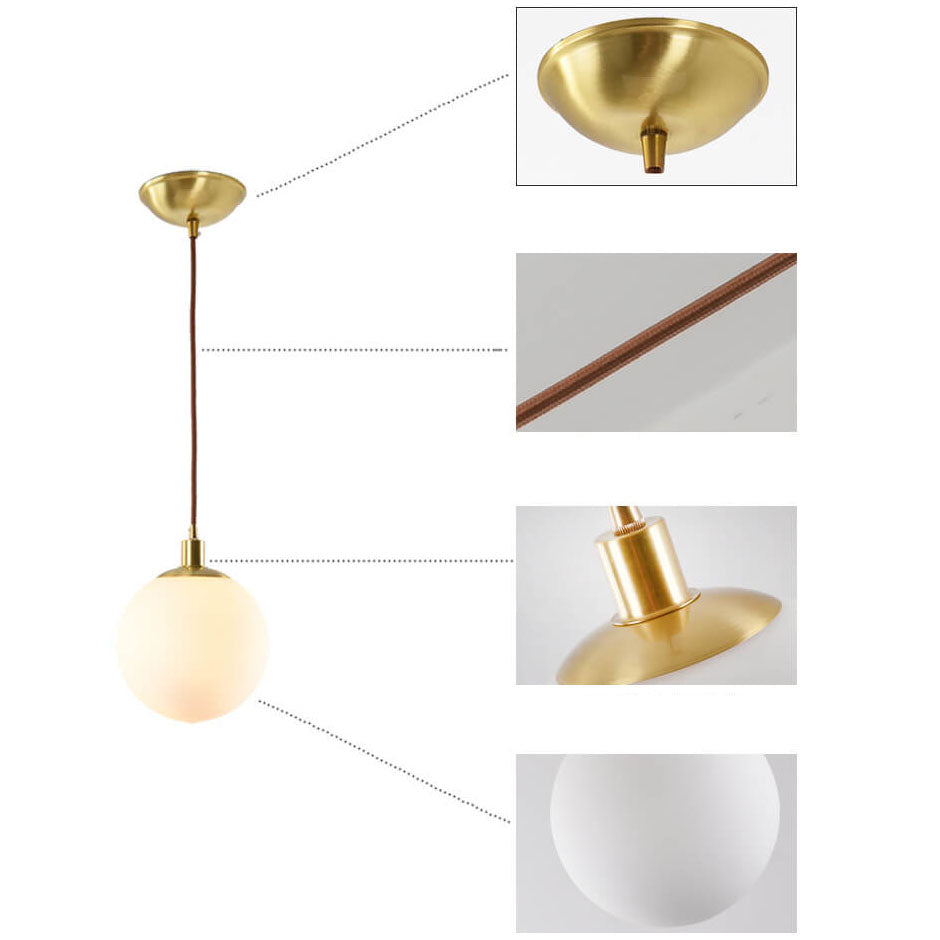 Pendant Light Glass 9.8 in Adjustable White Gold Hallway Living Room Bedroom Lighting Fixture Modern Hanging Lamp | Kalsten