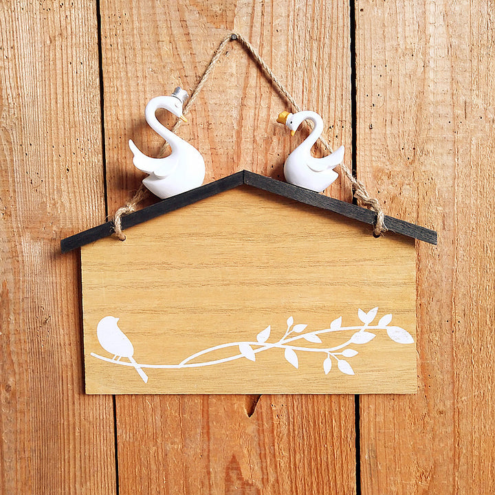 Decorative Wooden Wall Decoration with Bird and Swan Accents