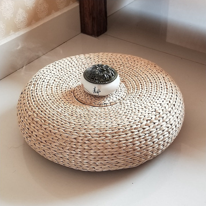 Handcrafted sitting pouf made of natural material Kalsten