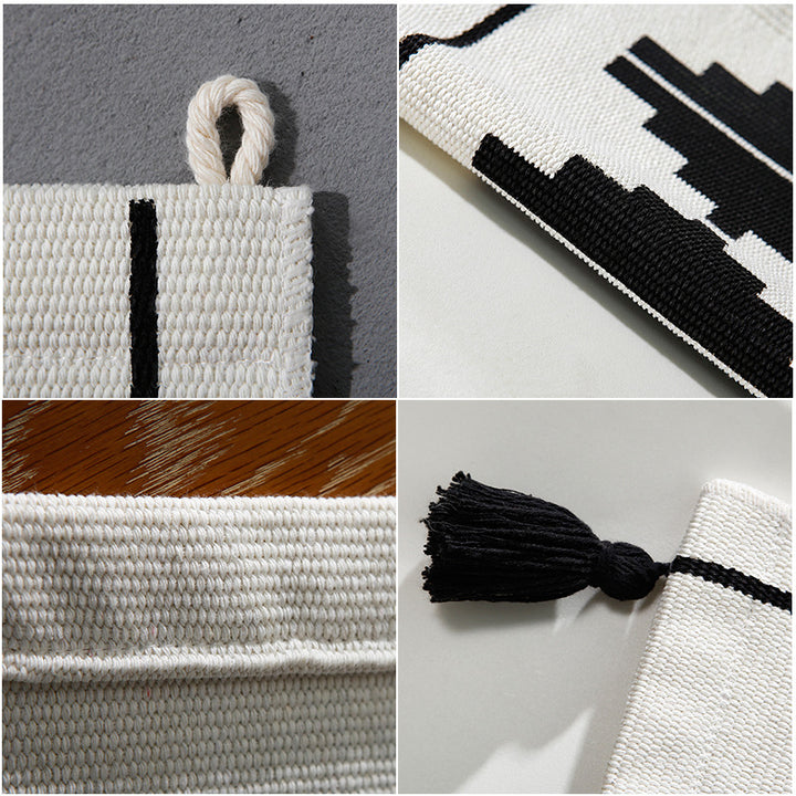 Woven wall hanging with graphic ethnic relief and tassels Kalsten