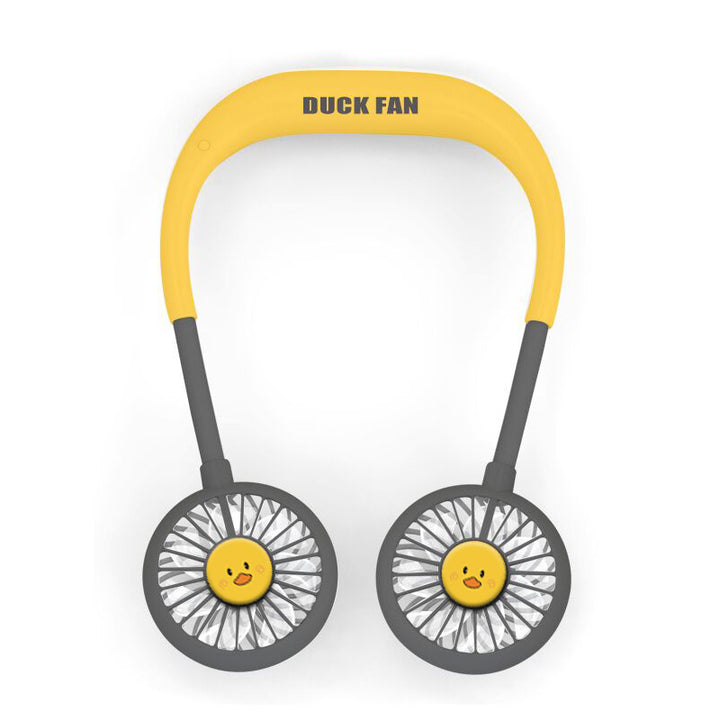 Unisex portable rechargeable double neck fan with quiet brushless motors and flexible goosenecks Kalsten