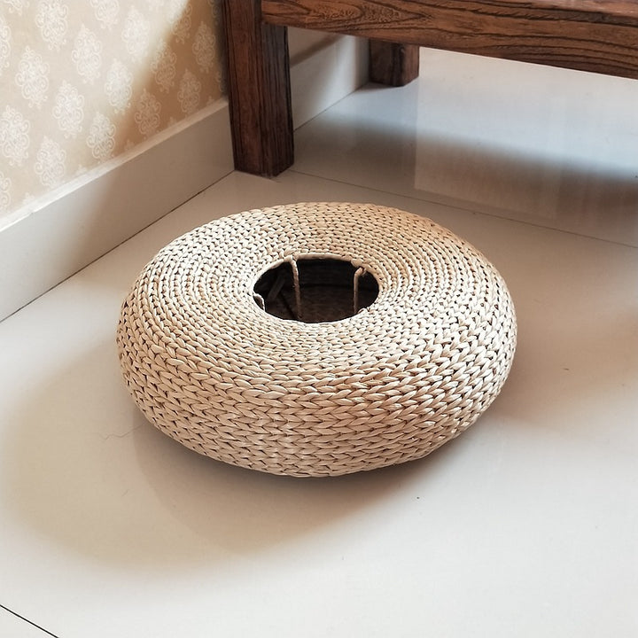 Handcrafted sitting pouf made of natural material Kalsten