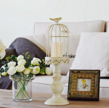 Antique-Style Distressed Metal Birdcage Tabletop Candle Holder & Display Stand Kalsten