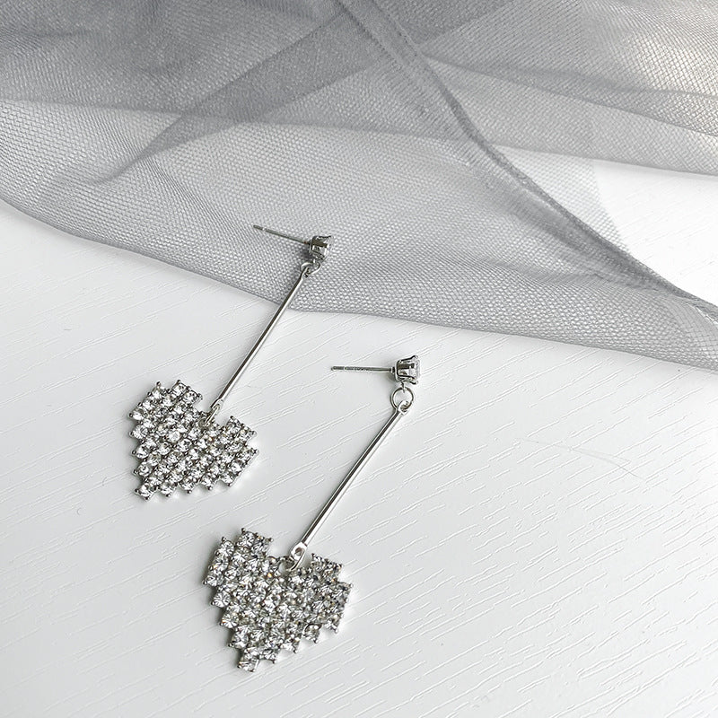 Heart-Shaped Crystal Dangle Earrings Kalsten
