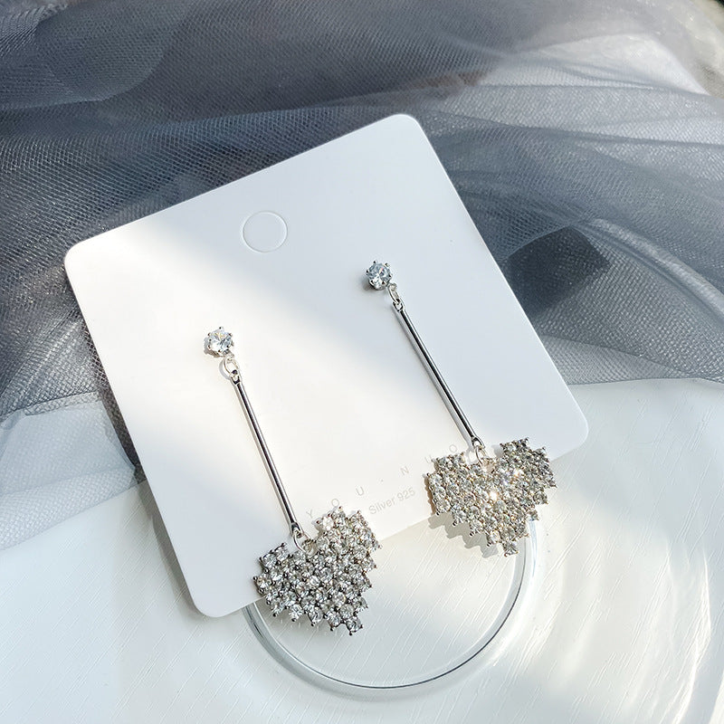 Heart-Shaped Crystal Dangle Earrings Kalsten