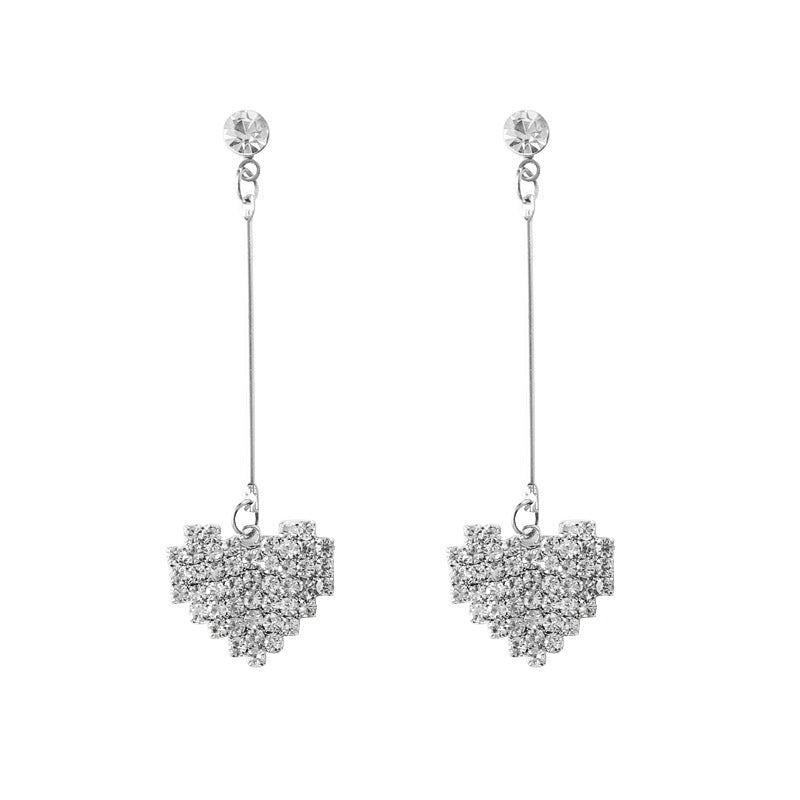 Heart-Shaped Crystal Dangle Earrings Kalsten