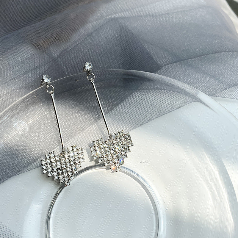 Heart-Shaped Crystal Dangle Earrings Kalsten