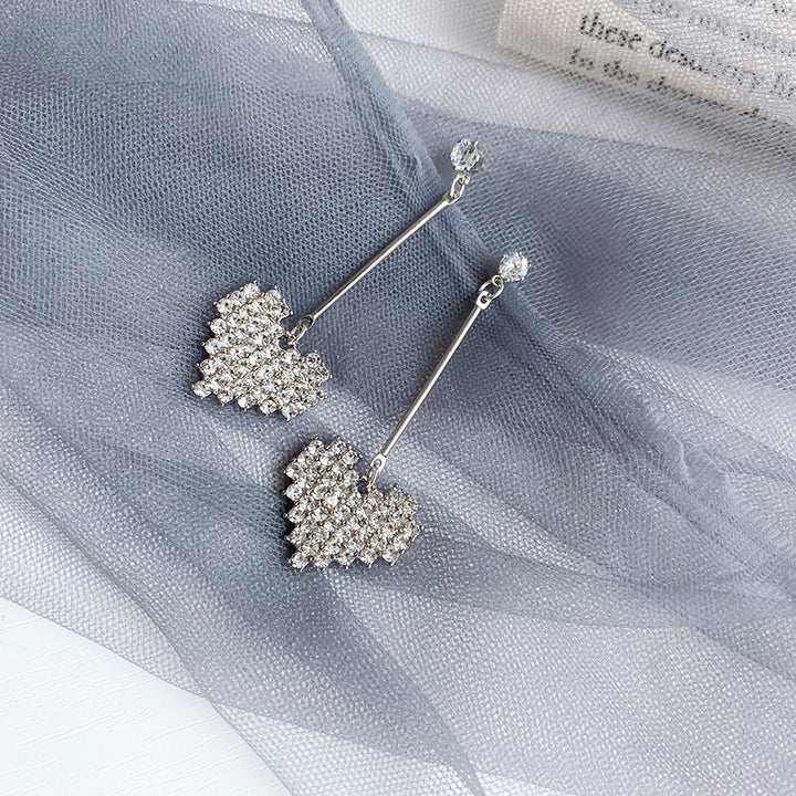 Heart-Shaped Crystal Dangle Earrings Kalsten