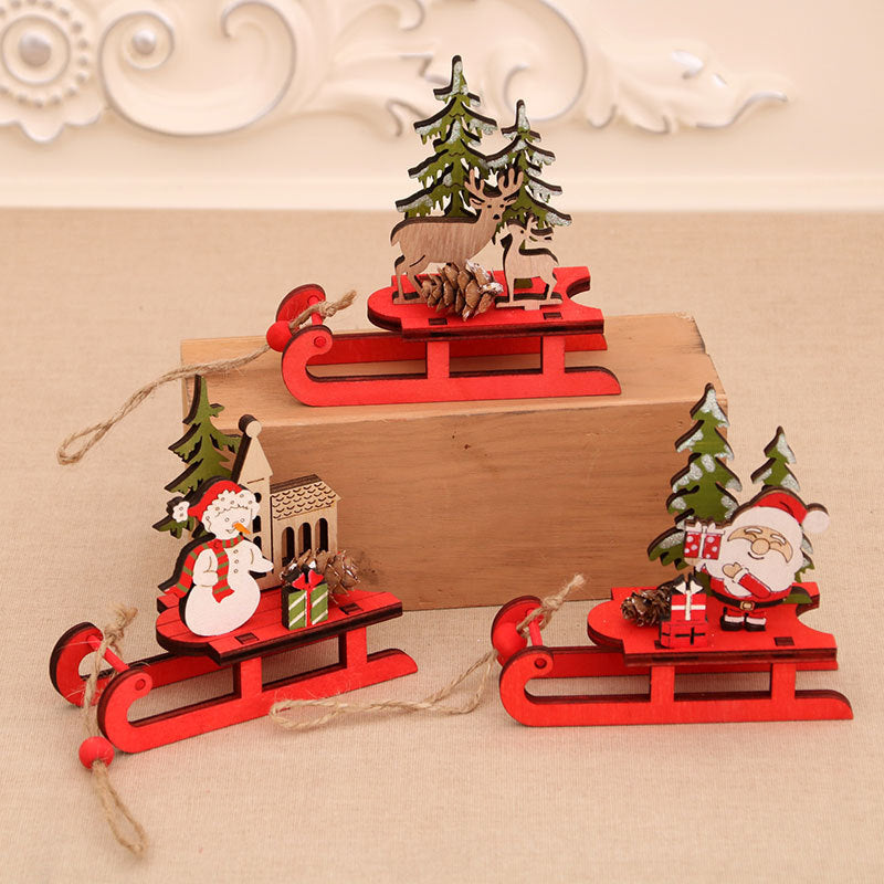 Wooden Santa Sleigh Decoration Kalsten