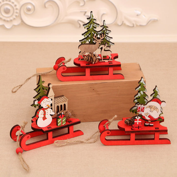 Wooden Santa Sleigh Decoration Kalsten