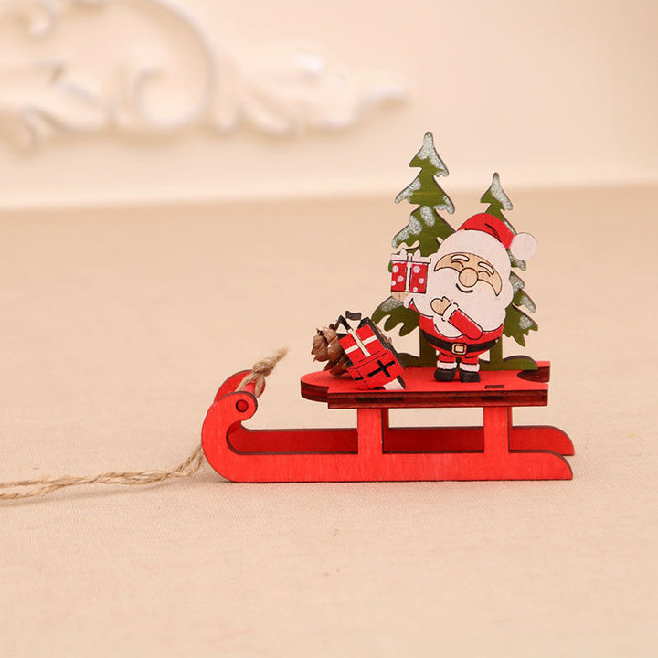 Wooden Santa Sleigh Decoration Kalsten