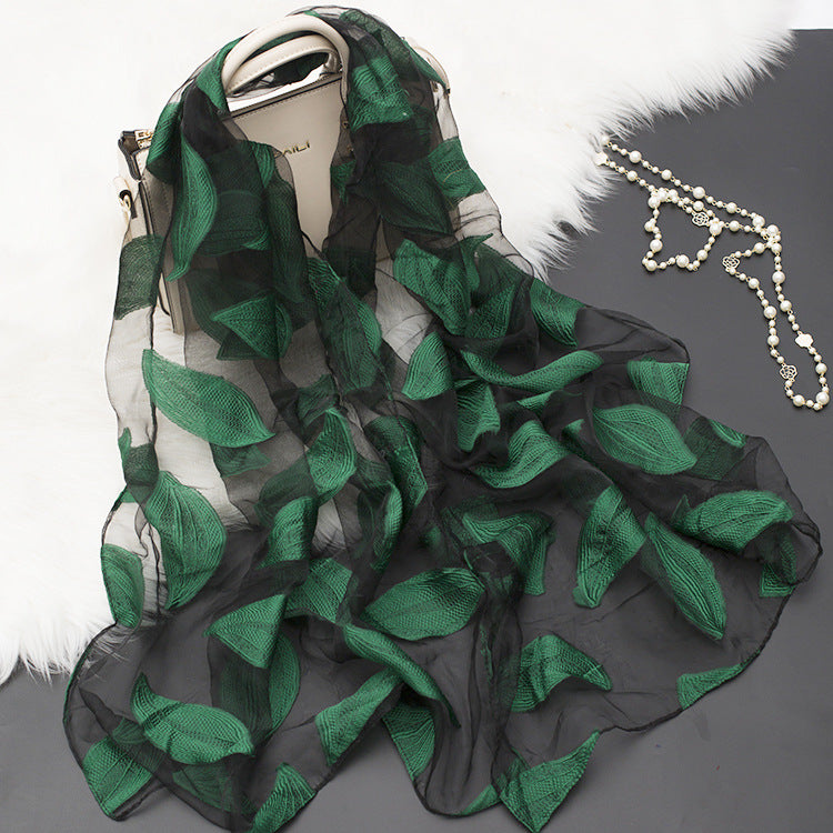 Kalsten | Silk scarf with cut flowers hollow motif