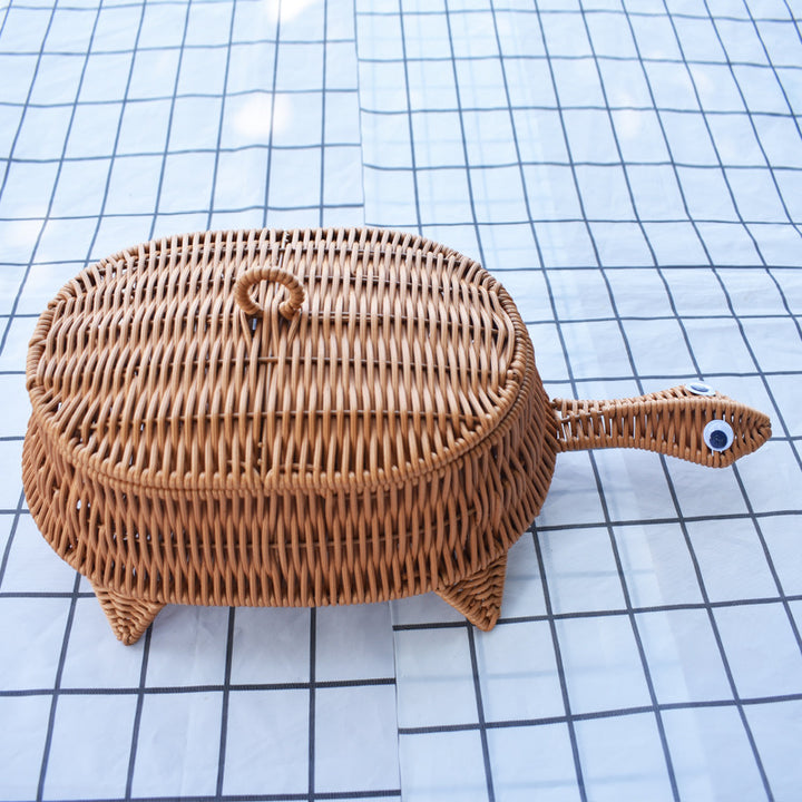 Turtle-Shaped Handcrafted Wicker Storage Basket Kalsten