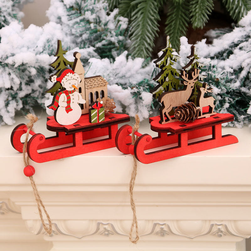 Wooden Santa Sleigh Decoration Kalsten