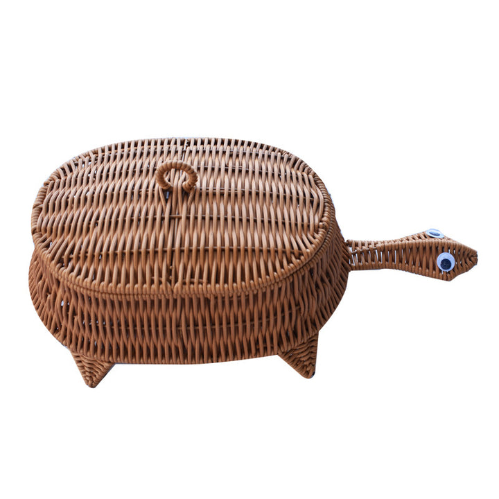 Turtle-Shaped Handcrafted Wicker Storage Basket Kalsten