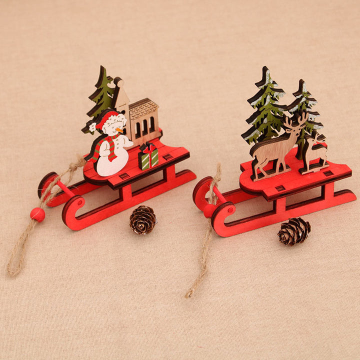 Wooden Santa Sleigh Decoration Kalsten