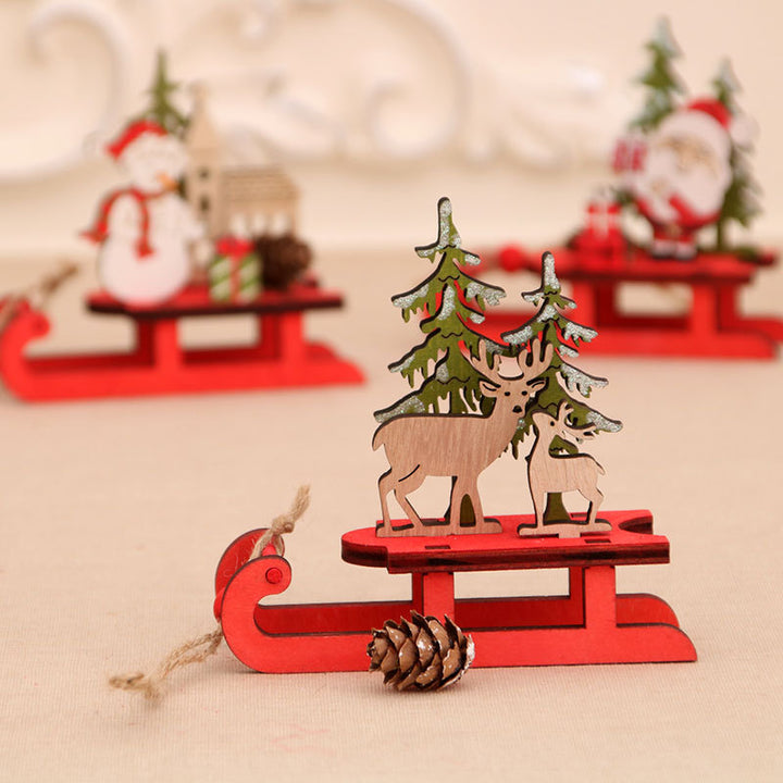 Wooden Santa Sleigh Decoration Kalsten