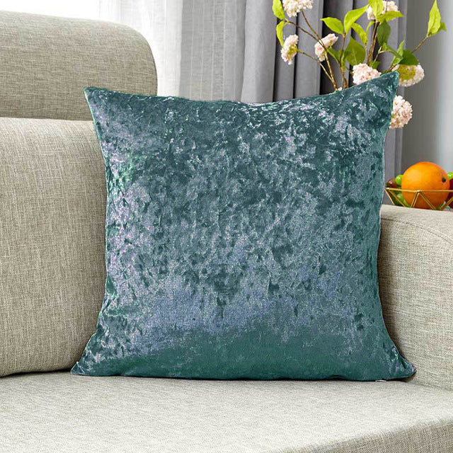 Square cushion cover made of crushed velvet with a soft texture and concealed zipper Kalsten