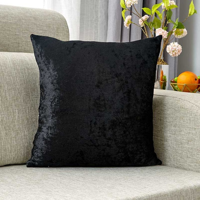 Square cushion cover made of crushed velvet with a soft texture and concealed zipper Kalsten