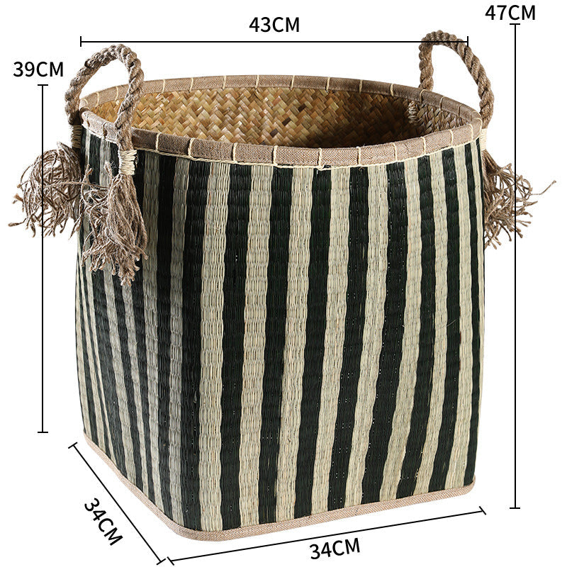 Handwoven Storage Basket with Decorative Handles Kalsten