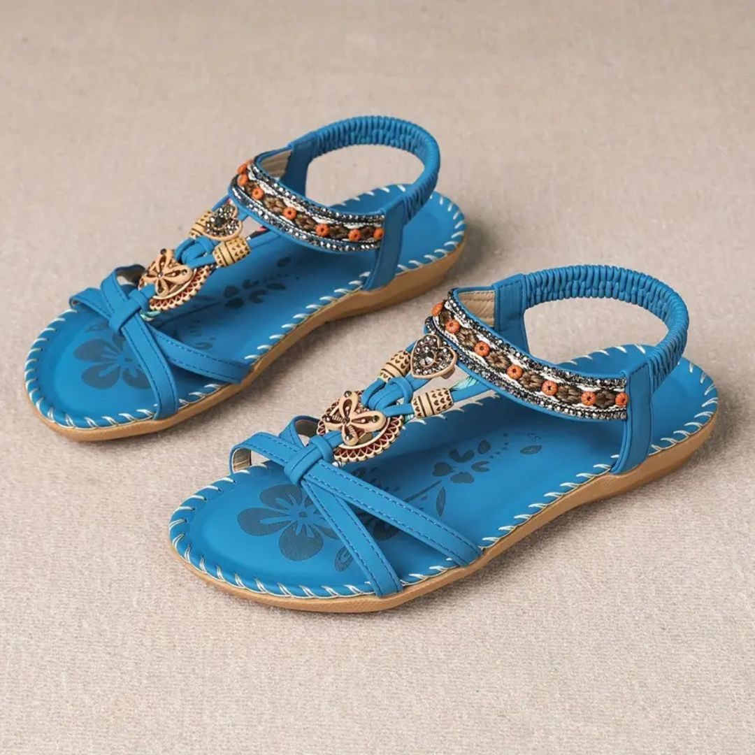 Zeyla – Boho Rhinestone Butterfly Flat Sandals