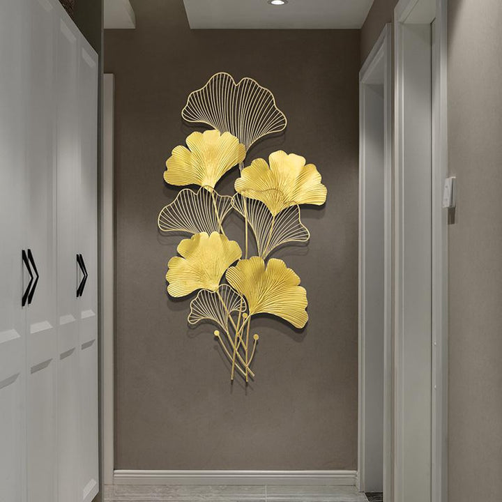 Decorative Metal Ginkgo Wall Sculpture Kalsten