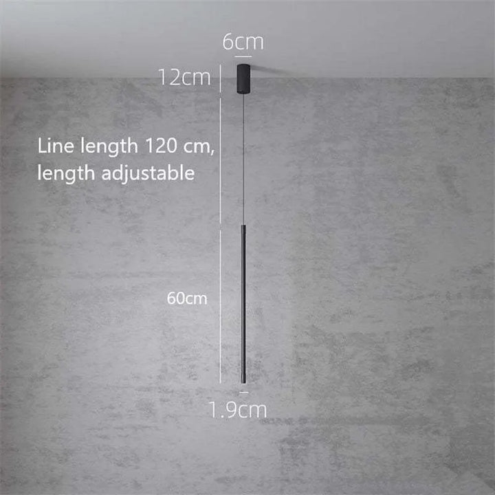 Slim Black Metal Pendant Bedroom Lamp Noxord