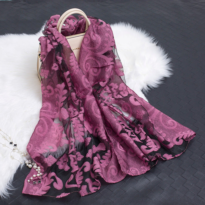 Kalsten | Silk scarf with cut flowers hollow motif