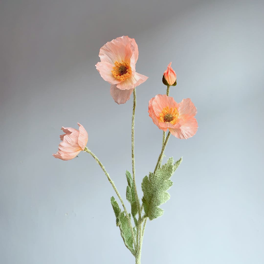 Lifelike Silk Poppy Flower Stem