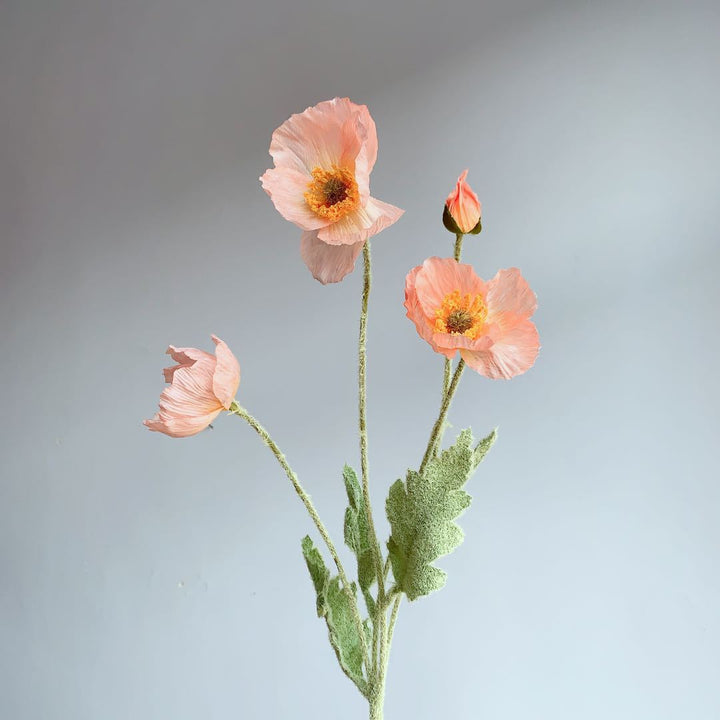 Lifelike Silk Poppy Flower Stem