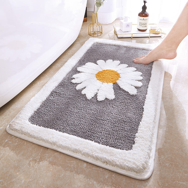 Floral Design Plush Bath Mat Kalsten