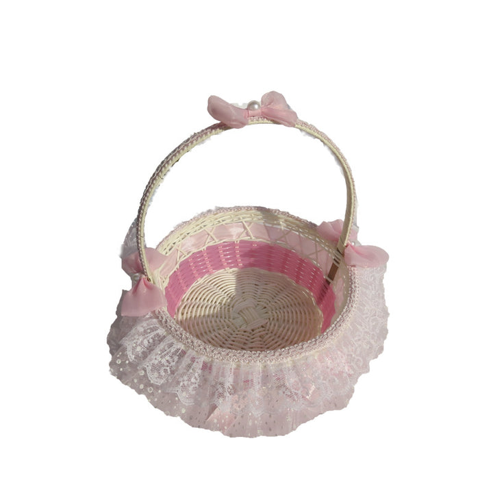 Decorative Lace Trimmed Wicker Basket Kalsten