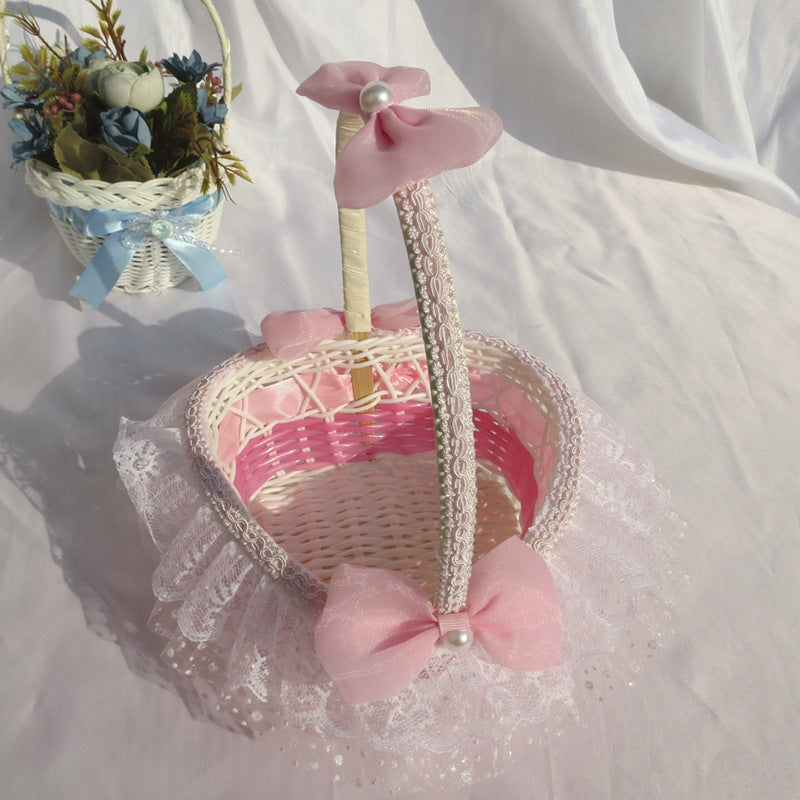 Decorative Lace Trimmed Wicker Basket Kalsten