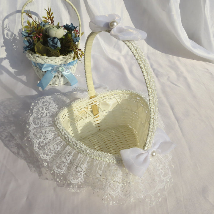 Decorative Lace Trimmed Wicker Basket Kalsten