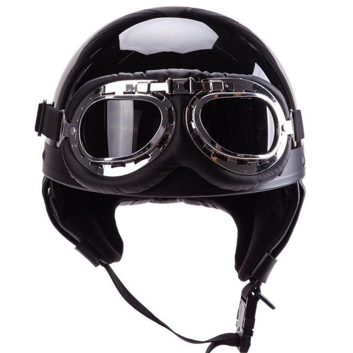 Vintage-Style Open-Face Motorcycle Helmet with Goggles Kalsten