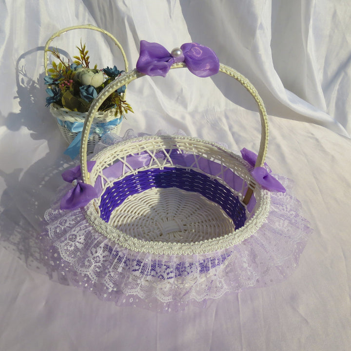 Decorative Lace Trimmed Wicker Basket Kalsten