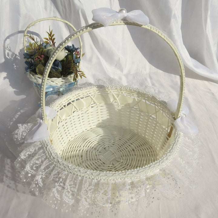 Decorative Lace Trimmed Wicker Basket Kalsten