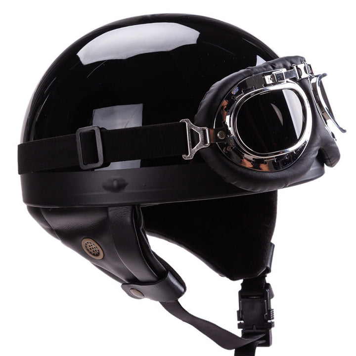 Vintage-Style Open-Face Motorcycle Helmet with Goggles Kalsten