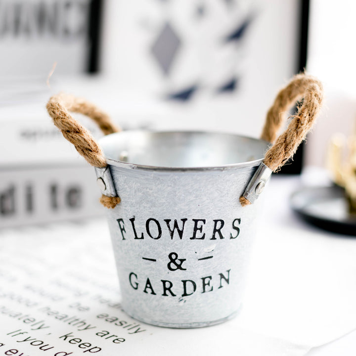 Decorative Metal Bucket Planter