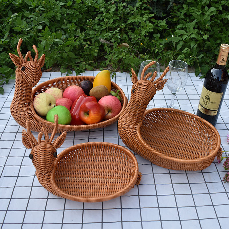 Decorative Woven Animal-Shaped Serving Tray Kalsten