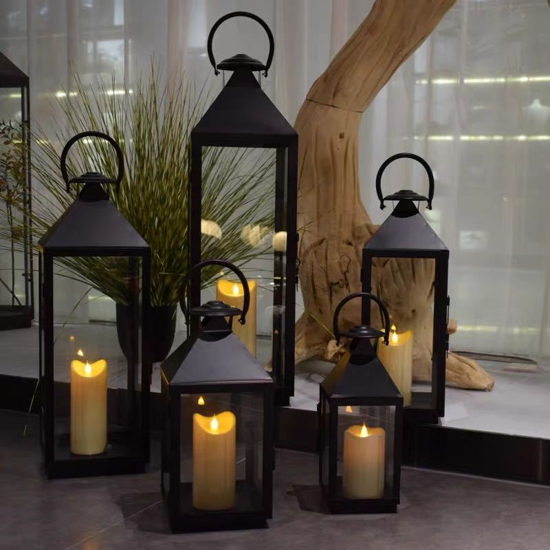 Multi-Size Metal and Glass Lantern Collection Kalsten