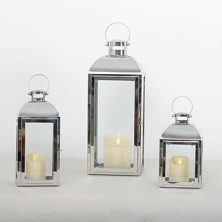 Glass-Paneled Metal Lantern Trio with Carry Rings Kalsten