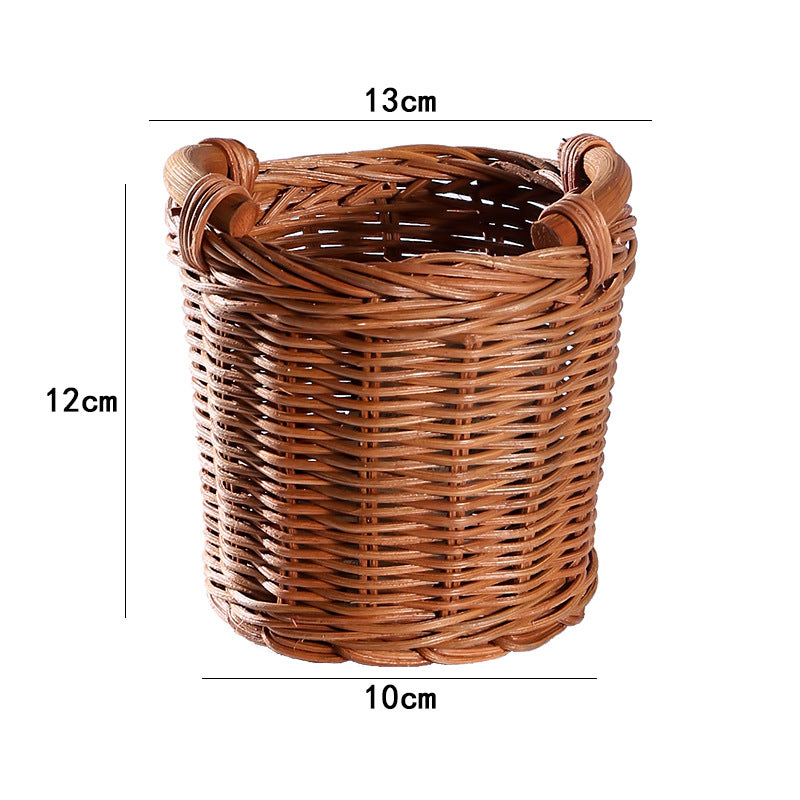Unisex Handwoven Storage Basket with Wooden Handles Kalsten