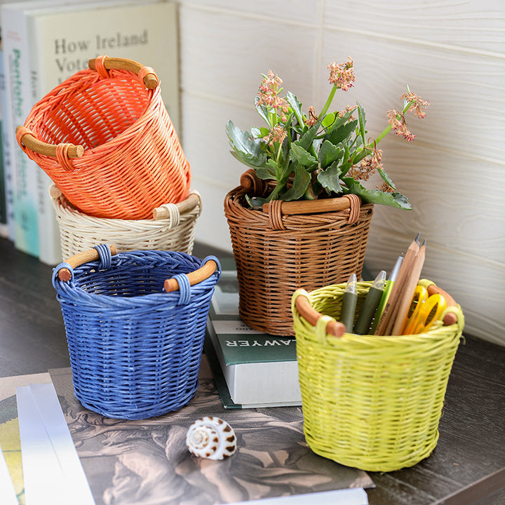 Unisex Handwoven Storage Basket with Wooden Handles Kalsten