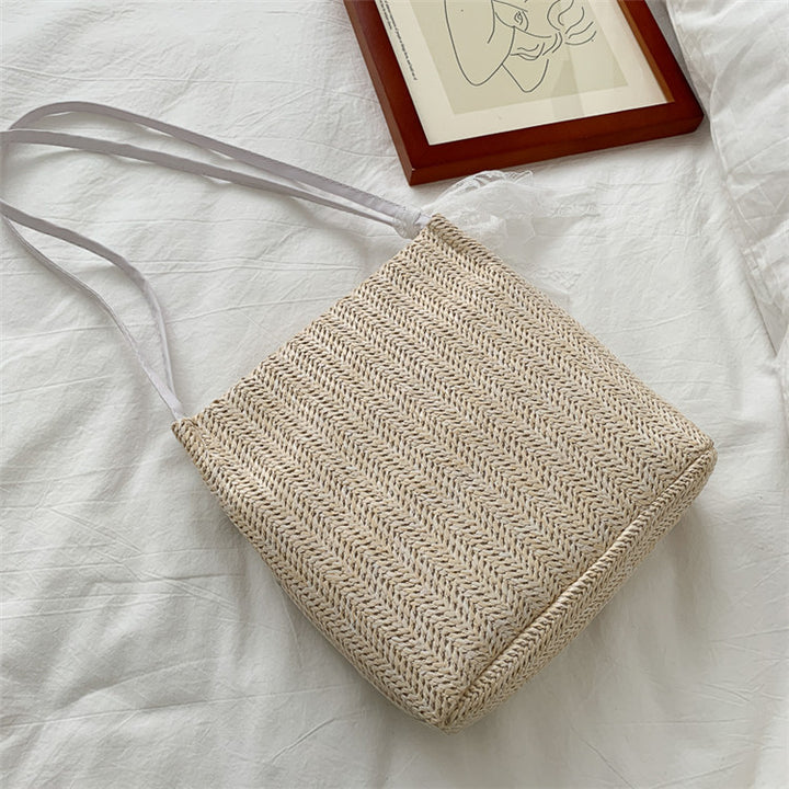 Embroidered Straw Tote Bag