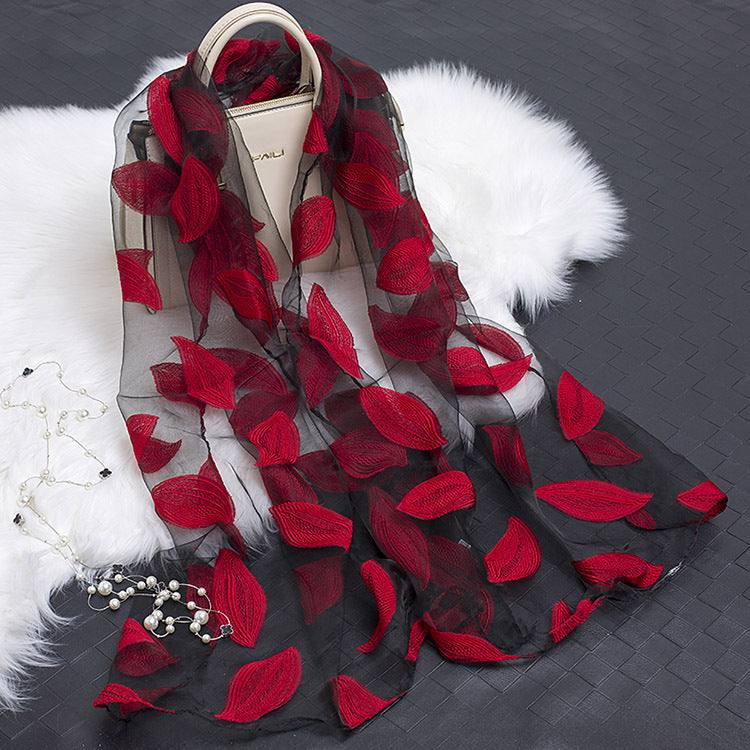 Kalsten | Silk scarf with cut flowers hollow motif