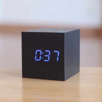 LED wooden clock luminous sound control electronic alarm clock desktop alarm clock