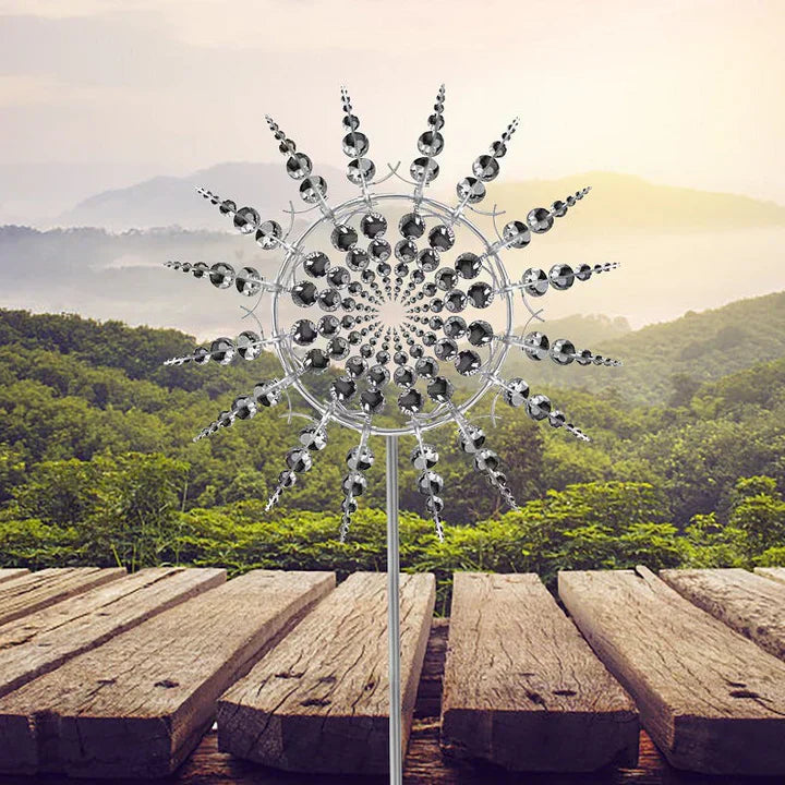 Kalsten | Garden Wind Spinner Sculpture in Silver Metal