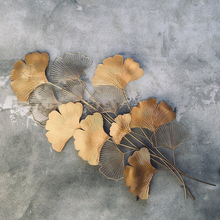 Contemporary Ginkgo Leaf Wall Sculpture Kalsten